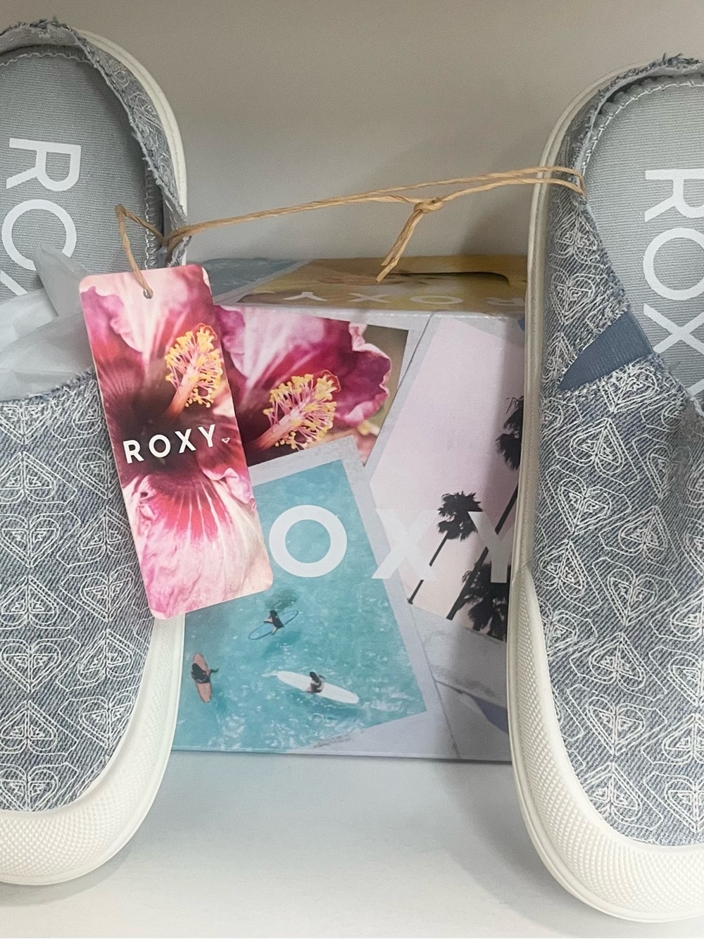 Roxy Light Blue Patterned Slip-On Sneakers - Picture 4 of 6